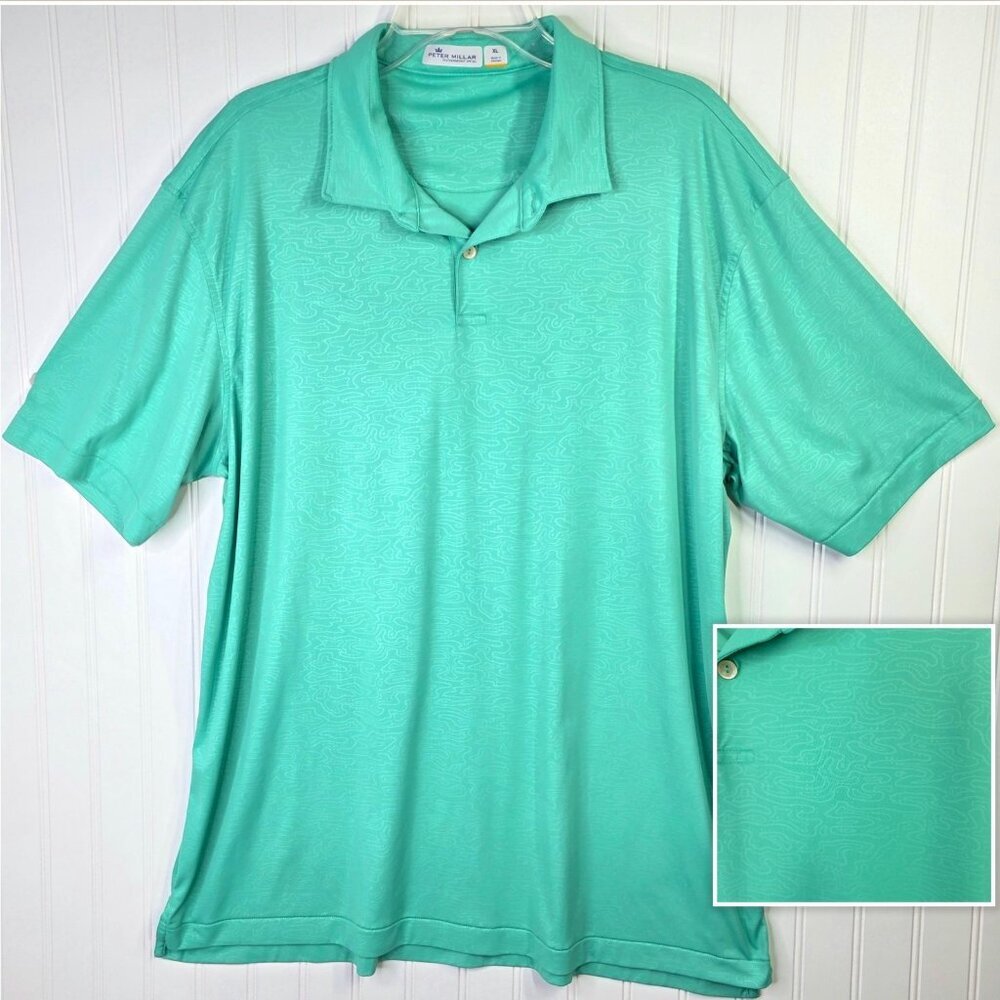 Peter Millar Polo Shirt Mens XL Green Featherweight UPF 50 Golf Summer Casual
